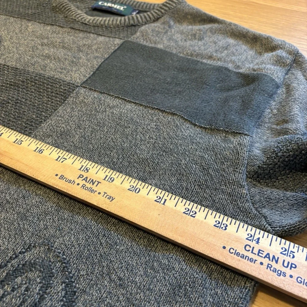 VTG 90s Carmel Sweater Men's Large Green Patchwork Golf Clubs Cotton Knit USA